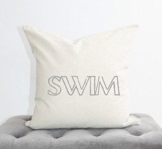 Swim Pillow Cover, Lake Pillow, Cabin Decor, Beach Coastal Coast Decor - image 1