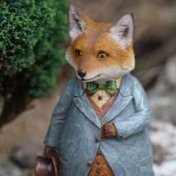 Gentleman Fox Resin Sculpture - Home Garden Hound Statue Outdoor Animal Ornament - thumbnail 2