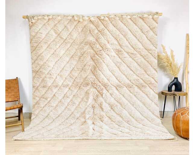 Hand Tufted White Moroccan Rug, Shag Custom Made Carpet, Large Area Berber Rug - image 1