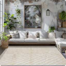 Hand Tufted White Moroccan Rug, Shag Custom Made Carpet, Large Area Berber Rug - thumbnail 4