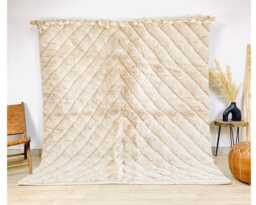 Hand Tufted White Moroccan Rug, Shag Custom Made Carpet, Large Area Berber Rug - thumbnail 1