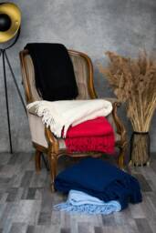 Fringed Wool Blanket 100% Natural New Zealand Throw - 130x200cm - thumbnail 1