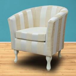 Handmade Tub Chair Woburn Gold Stripe, Queen Anne Legs