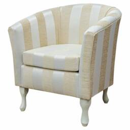 Handmade Tub Chair Woburn Gold Stripe, Queen Anne Legs - thumbnail 3