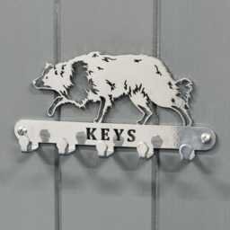 Border Collie Key Holder Hooks With Trio Of Matching Keyring Gift Set - thumbnail 2