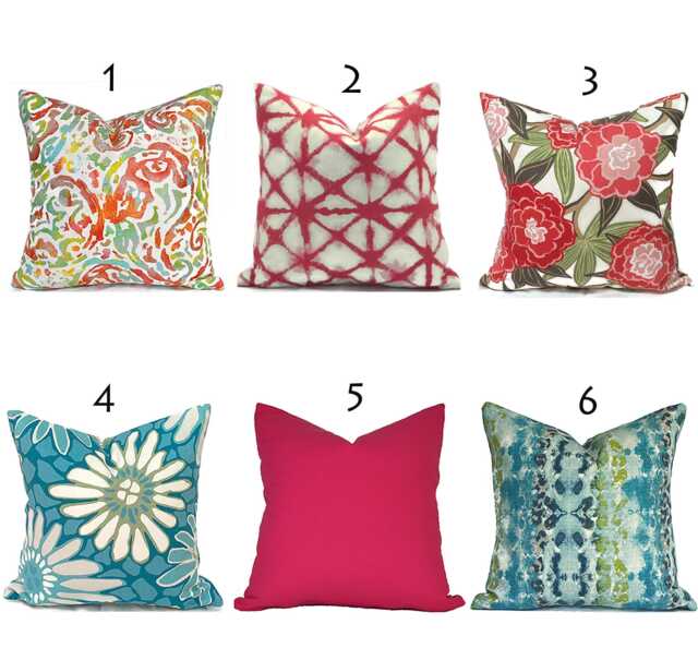 Indoor Pillow Cover With Zippers, Patina, Turquoise & Pink, Pick Your Favorite Blue Shades Of Pink - image 1