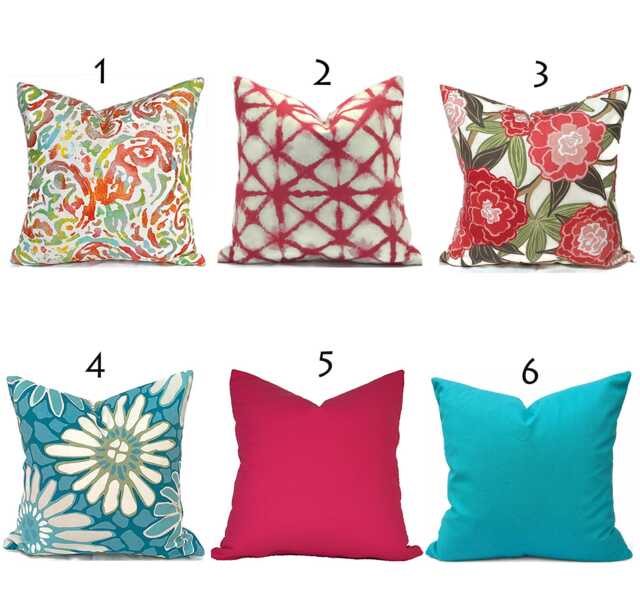 Indoor Pillow Cover With Zippers, Patina, Turquoise & Pink, Pick Your Favorite Blue Shades Of Pink - image 1