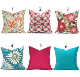 Indoor Pillow Cover With Zippers, Patina, Turquoise & Pink, Pick Your Favorite Blue Shades Of Pink