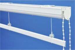 Custom White Roman Shade With Pewter Border, Faux Linen - thumbnail 4