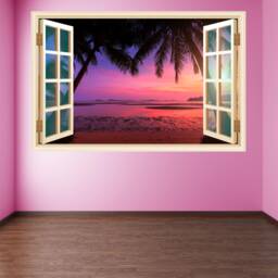 Tropical Beach Sunset Wall Decal Sticker Mural Poster Print Art Home Office Decor Hk8 - thumbnail 1
