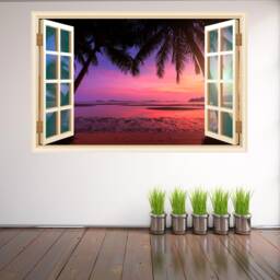 Tropical Beach Sunset Wall Decal Sticker Mural Poster Print Art Home Office Decor Hk8 - thumbnail 2