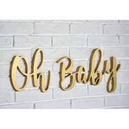 Hanging Oh Baby Sign For Nursery Decor, Wall Decoration Room, Decorative Wooden Sign, Letters - thumbnail 3