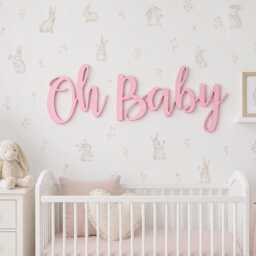 Hanging Oh Baby Sign For Nursery Decor, Wall Decoration Room, Decorative Wooden Sign, Letters - thumbnail 2