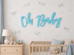 Hanging Oh Baby Sign For Nursery Decor, Wall Decoration Room, Decorative Wooden Sign, Letters - thumbnail 1