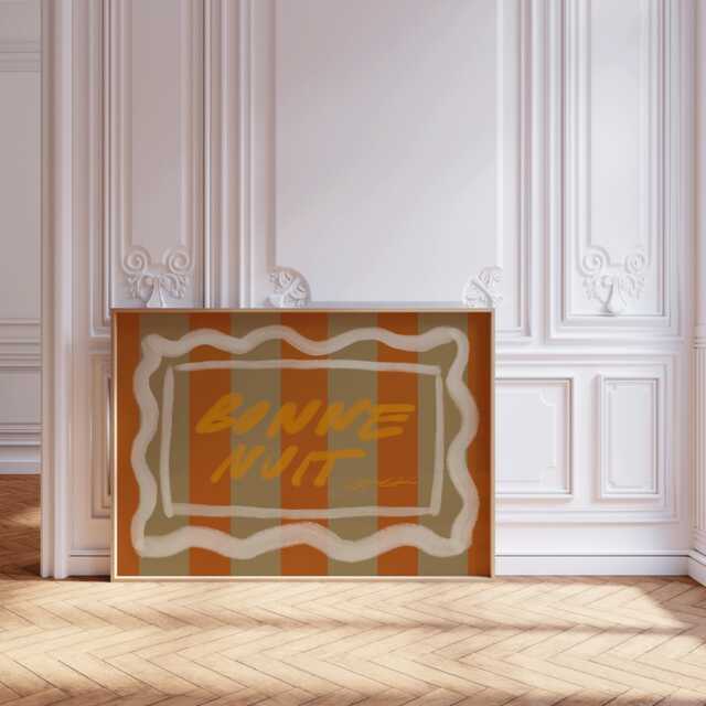 Bonne Nuit French Goodnight Print, Large Horizontal Wall Art, Above Bed Poster Print - image 1