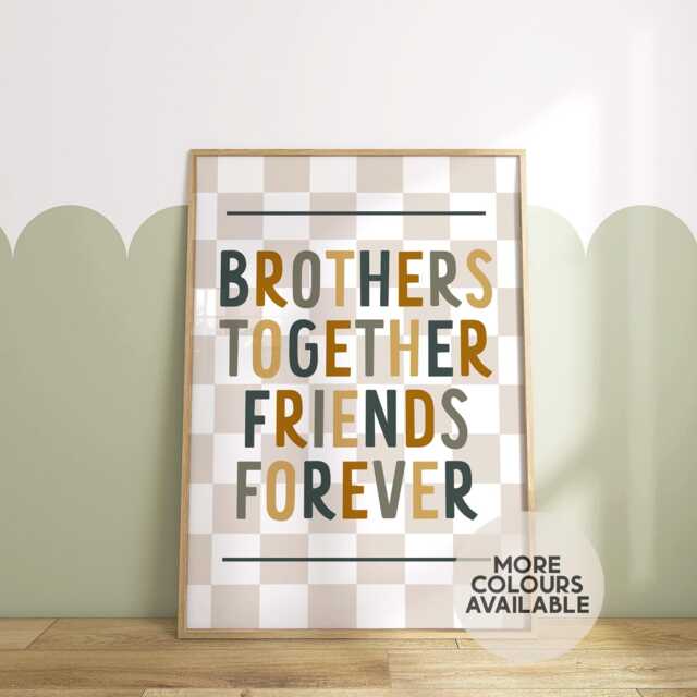 Brothers Together Print -- Boys Bedroom Print, Playroom Nursery Decor, Unframed - image 1