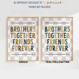 Brothers Together Print -- Boys Bedroom Print, Playroom Nursery Decor, Unframed - thumbnail 2