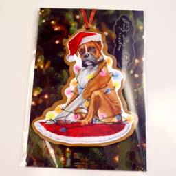 Boxer Ornament, Fawn Boxer, Boxer, Christmas Ornament, Wood Ornament, Dog Lover Gift, Pet Ornament, Boxer Gift - thumbnail 3