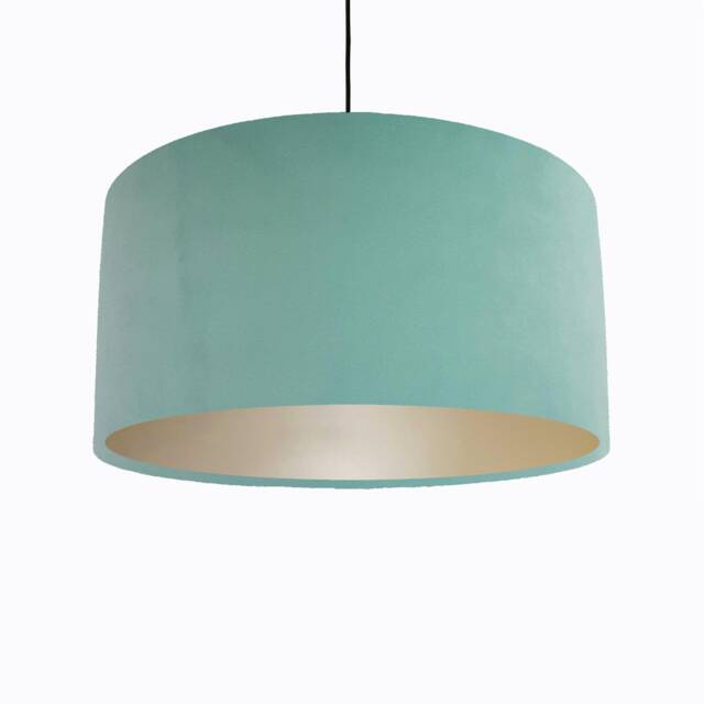 Light Mint Green Lampshade in Velvet With Champagne Lining - image 1