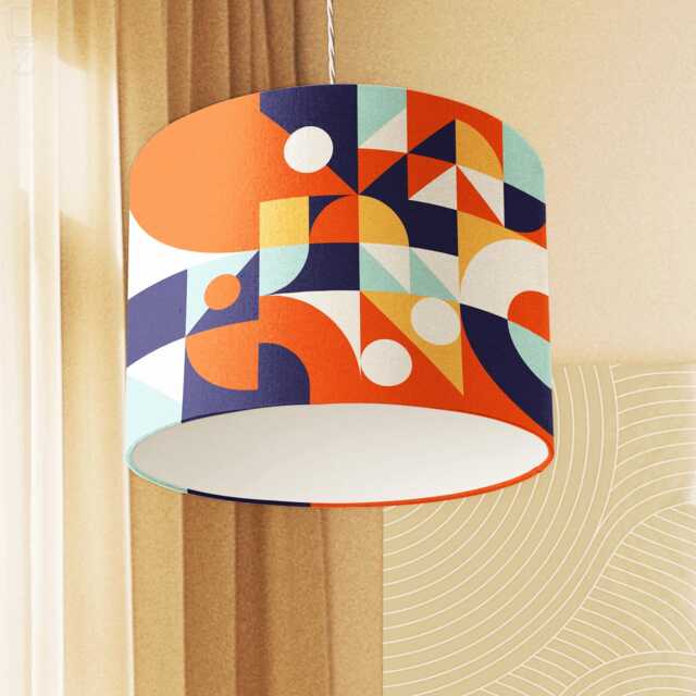 Handmade Velvet Lampshade & Cushion Set Abstract Geometric Design - image 1
