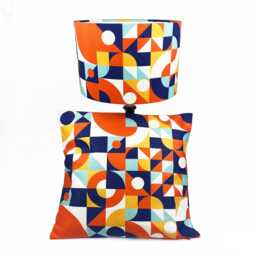 Handmade Velvet Lampshade & Cushion Set Abstract Geometric Design - thumbnail 3