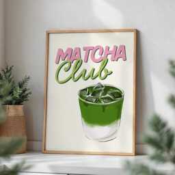 Matcha Club Pink Kitchen Print, Poster Funky Green , Cool Poster, Girly Gift For Lover - thumbnail 1