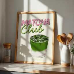 Matcha Club Pink Kitchen Print, Poster Funky Green , Cool Poster, Girly Gift For Lover - thumbnail 3