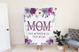 Christmas Blanket Mom Gift For From Kids First Mother's Day We Love You Personalized From You