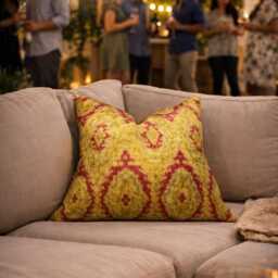 Handwoven Silk Ikat Pillow Cover - 20x20 - thumbnail 2