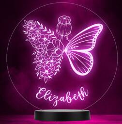 Fairy Butterfly Wings Floral Personalised Gift Colour Change Lamp Night Light - thumbnail 1