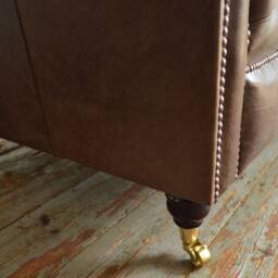 3 Seater Vintage Brown Leather Chesterfield Sofa, Couch, British Handmade - thumbnail 4