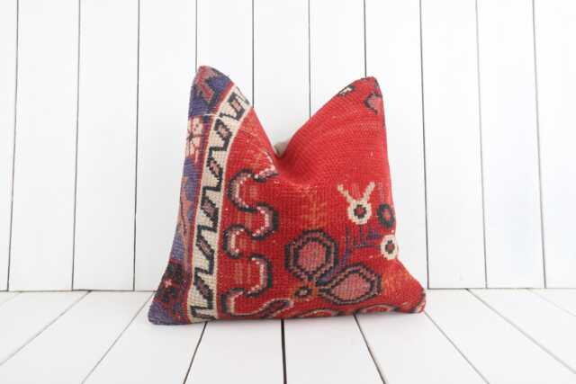 16x16 Vintage Turkish Kilim Pillow Bohemian Cushion Cover - image 1
