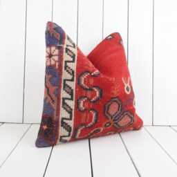 16x16 Vintage Turkish Kilim Pillow Bohemian Cushion Cover - thumbnail 3