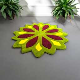 Soft Green Handmade Living Room Rug. Floral Design, Perfect As A Mother's Day Gift. Bathroom Abstract Hallway Gift