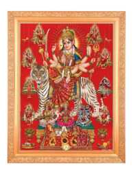 Navdurga Zari Art Print Photo in Golden Artwork Frame 11 X 14 Inch Or - 27.94 X 35.56 cm Housewarming Gift Available 2 Designs - thumbnail 1
