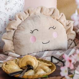 Pierogi Plush Pillow With Pink Cheeks - Handmade in Poland - Soft Dumpling Toy & Home Decor - thumbnail 2