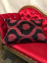 Velvet Silk Ikat Pillow - Custom Bohemian Pillowcase Uzbek Lumbar Throw Cushion Cover