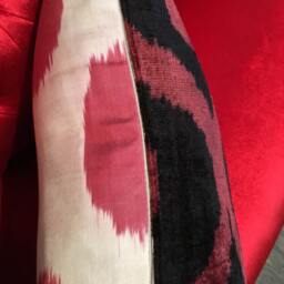 Velvet Silk Ikat Pillow - Custom Bohemian Pillowcase Uzbek Lumbar Throw Cushion Cover - thumbnail 3