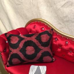Velvet Silk Ikat Pillow - Custom Bohemian Pillowcase Uzbek Lumbar Throw Cushion Cover - thumbnail 2