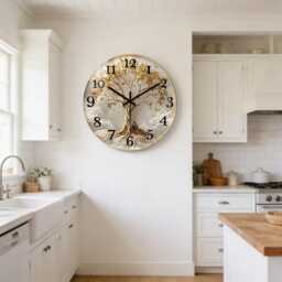 Tree Of Life Wall Clock, Silent Non Ticking Modern Gold Nature Decor - thumbnail 2