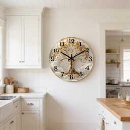 Tree Of Life Wall Clock, Silent Non Ticking Modern Gold Nature Decor - thumbnail 3