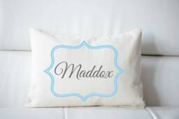 Personalized Pillow, Baby Boy Gift Idea, Newborn Gift, Boys Name Pillow Blue & Grey Twin