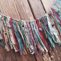 Handmade Boho Fabric Garland Shabby Chic Lace Valance - thumbnail 4