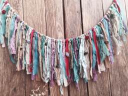 Handmade Boho Fabric Garland Shabby Chic Lace Valance