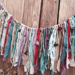 Handmade Boho Fabric Garland Shabby Chic Lace Valance - thumbnail 2