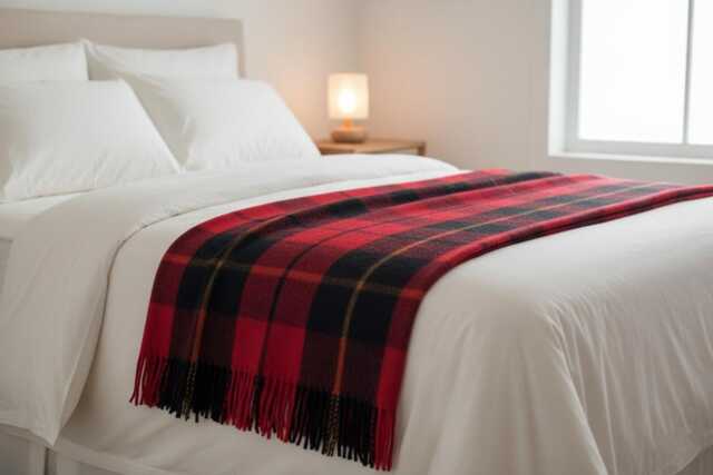 Wallace 100% New Wool Large Tartan Blanket Throw - image 1