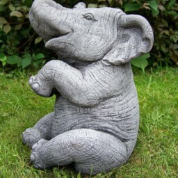 Trunk-Up Elephant Garden Statue Stone Cast Ornament - thumbnail 4