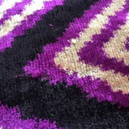 Handwoven Ikat Velvet Pillow Cover Purple Geometric Cushion - thumbnail 2