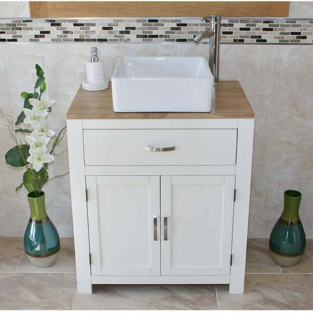 Bathroom Vanity Unit - White Wash Stand, Ceramic Basin 502Pcbc - image 1