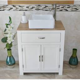 Bathroom Vanity Unit - White Wash Stand, Ceramic Basin 502Pcbc